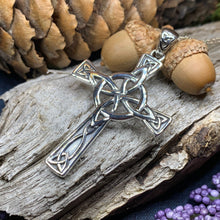 Load image into Gallery viewer, Celtic Cross Necklace, Irish Jewelry, Large Celtic Cross Pendant, First Communion Gift, Confirmation Cross Gift, Religious Jewelry, Dad Gift