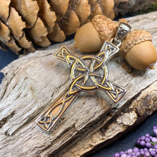 Load image into Gallery viewer, Celtic Cross Necklace, Irish Jewelry, Large Celtic Cross Pendant, First Communion Gift, Confirmation Cross Gift, Religious Jewelry, Dad Gift