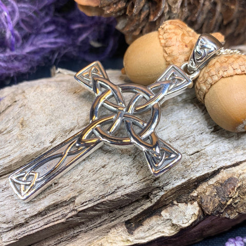 Load image into Gallery viewer, Celtic Cross Necklace, Irish Jewelry, Large Celtic Cross Pendant, First Communion Gift, Confirmation Cross Gift, Religious Jewelry, Dad Gift