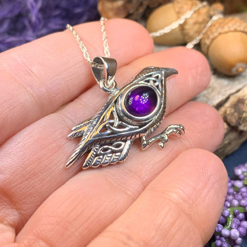 Load image into Gallery viewer, Raven Necklace, Wiccan Jewelry, Crow Pendant, Black Bird Pendant, Bird Jewelry, Pagan Jewelry, Nature Lover, Poe Jewelry, Gothic Necklace