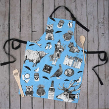 Load image into Gallery viewer, Scotland Love Apron, Scotland Gift, Bagpiper Apron, Thistle Gift, Outlander Gift, Highland Cow Gift, Mom Gift, Sister Gift