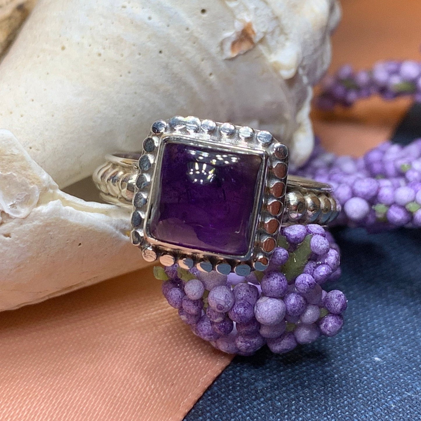 Tudor Princess Ring, Gemstone Jewelry, Statement Ring, Boho Jewelry, Celtic Jewelry, Anniversary Gift, Wiccan Jewelry, Wife Gift, Mom Gift