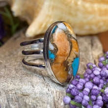 Load image into Gallery viewer, Celtic Mystic Ring, Turquoise Jewelry, Celtic Ring, Purple Jewelry, Celtic Jewelry, Anniversary Gift, Wiccan Jewelry, Spiny Oyster Turquoise