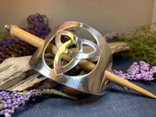 Load image into Gallery viewer, Trinity Knot Hair Slide, Celtic Jewelry, Irish Barrette, Wiccan Jewelry, Bun Holder, Mom Gift, Wife Gift, Shawl Pin, Norse Jewelry
