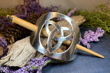 Load image into Gallery viewer, Trinity Knot Hair Slide, Celtic Jewelry, Irish Barrette, Wiccan Jewelry, Bun Holder, Mom Gift, Wife Gift, Shawl Pin, Norse Jewelry