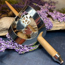 Load image into Gallery viewer, Claddagh Hair Slide, Celtic Barrette, Irish Jewelry, Claddagh Hair Clip, Celtic Bun Holder, Celtic Knot Clip, Shawl Pin, Irish Dance Gift