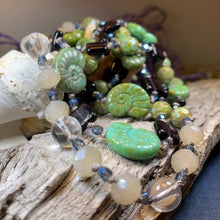 Load image into Gallery viewer, Twilight Seasong Long Necklace, Hand Knotted Necklace, Handmade Mala Necklace, Boho Necklace, Yoga Jewelry, Art Deco Necklace, Mom Gift
