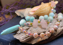 Load image into Gallery viewer, Summer Dawnsong Long Necklace, Hand Knotted Necklace, Handmade Mala Necklace, Boho Necklace, Yoga Jewelry, Beach Necklace, Mom Gift