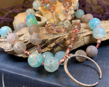 Load image into Gallery viewer, Starfire Moonflower Long Necklace, Hand Knotted Necklace, Handmade Mala Necklace, Boho Necklace, Yoga Jewelry, Art Deco Necklace, Mom Gift