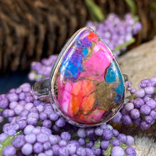 Load image into Gallery viewer, Celtic Mystic Ring, Turquoise Jewelry, Celtic Ring, Purple Jewelry, Celtic Jewelry, Anniversary Gift, Wiccan Jewelry, Spiny Oyster Turquoise