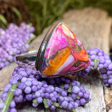 Load image into Gallery viewer, Celtic Mystic Ring, Turquoise Jewelry, Celtic Ring, Purple Jewelry, Celtic Jewelry, Anniversary Gift, Wiccan Jewelry, Spiny Oyster Turquoise