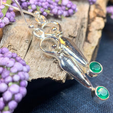 Load image into Gallery viewer, Goddess Earrings, Moon Jewelry, Goddess Jewelry, Celtic Jewelry, Chalcedony Jewelry, Anniversary Gift, Irish Gift, Silver Dangle Earrings
