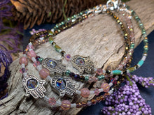 Load image into Gallery viewer, Hamsa Hand Ankle Bracelet, Crystal Ankle Bracelet, Crystal Anklet, Summer Jewelry, Beach Jewelry, Swarovski Crystal Bracelet, Boho Anklet