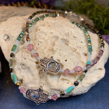 Load image into Gallery viewer, Hamsa Hand Ankle Bracelet, Crystal Ankle Bracelet, Crystal Anklet, Summer Jewelry, Beach Jewelry, Swarovski Crystal Bracelet, Boho Anklet