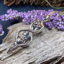 Load image into Gallery viewer, Danu Necklace, Trinity Knot Pendant, Celtic Jewelry, Goddess Pendant, Anniversary Gift, Wiccan Jewelry, Pagan Jewelry, Claddagh Jewelry