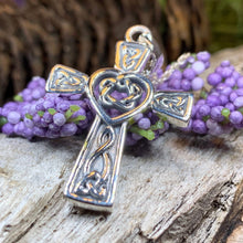 Load image into Gallery viewer, Celtic Cross Necklace, Irish Jewelry, Celtic Jewelry, Celtic Heart Pendant, Scotland Jewelry, First Communion Gift, Girls Confirmation Gift