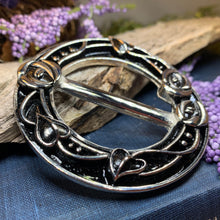 Load image into Gallery viewer, Celtic Roses Scarf Ring, Scotland Jewelry, Mackintosh Jewelry, Flower Jewelry, Celtic Jewelry, Mom Gift, Wife Gift, Celtic Scarf Slide