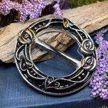 Load image into Gallery viewer, Celtic Roses Scarf Ring, Scotland Jewelry, Mackintosh Jewelry, Flower Jewelry, Celtic Jewelry, Mom Gift, Wife Gift, Celtic Scarf Slide