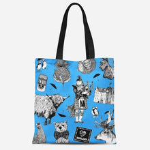 Load image into Gallery viewer, Scottish Tote Bag, Scotland Gift, Scottish Tote Bag, Thistle Gift, Bagpiper Gift, Outlander Gift, Highland Cow Gift, Mom Gift, Sister Gift