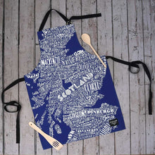 Load image into Gallery viewer, Scotland Map Apron, Scotland Gift, Scottish Apron, Thistle Gift, Bagpiper Gift, Outlander Gift, Highland Cow Gift, Mom Gift, Sister Gift
