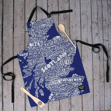 Load image into Gallery viewer, Scotland Map Apron, Scotland Gift, Scottish Apron, Thistle Gift, Bagpiper Gift, Outlander Gift, Highland Cow Gift, Mom Gift, Sister Gift