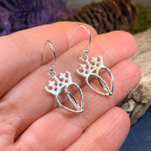 Load image into Gallery viewer, Luckenbooth Earrings, Scotland Jewelry, Celtic Jewelry, Silver Dangle Earrings, Anniversary Gift, Bridal Jewelry, Heart Jewelry, Bride Gift
