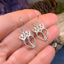 Load image into Gallery viewer, Luckenbooth Earrings, Scotland Jewelry, Celtic Jewelry, Silver Dangle Earrings, Anniversary Gift, Bridal Jewelry, Heart Jewelry, Bride Gift