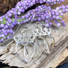 Load image into Gallery viewer, Luckenbooth Earrings, Scotland Jewelry, Celtic Jewelry, Silver Dangle Earrings, Anniversary Gift, Bridal Jewelry, Heart Jewelry, Bride Gift