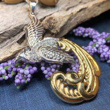 Load image into Gallery viewer, Phoenix Necklace, Celtic Jewelry, Bird Pendant, Firebird Jewelry, Inspirational Gift, Pagan Jewelry, Viking Jewelry, Silver Gothic Jewelry