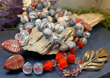 Load image into Gallery viewer, Golden Feather Long Necklace, Hand Knotted Necklace, Handmade Mala Necklace, Boho Necklace, Yoga Jewelry, Art Deco Necklace, Mom Gift