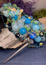 Load image into Gallery viewer, Seaside Moonglow Long Necklace, Hand Knotted Necklace, Handmade Mala Necklace, Boho Necklace, Yoga Jewelry, Art Deco Necklace, Mom Gift