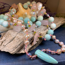 Load image into Gallery viewer, Summer Dawnsong Long Necklace, Hand Knotted Necklace, Handmade Mala Necklace, Boho Necklace, Yoga Jewelry, Beach Necklace, Mom Gift