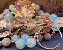 Load image into Gallery viewer, Starfire Moonflower Long Necklace, Hand Knotted Necklace, Handmade Mala Necklace, Boho Necklace, Yoga Jewelry, Art Deco Necklace, Mom Gift