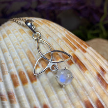 Load image into Gallery viewer, Moonstone Necklace, Trinity Knot Pendant, Celtic Jewelry, Anniversary Gift, Irish Jewelry, Scottish Necklace, Girlfriend Gift, Celtic Knot