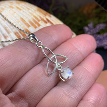 Load image into Gallery viewer, Moonstone Necklace, Trinity Knot Pendant, Celtic Jewelry, Anniversary Gift, Irish Jewelry, Scottish Necklace, Girlfriend Gift, Celtic Knot