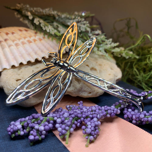 Dragonfly Brooch, Nature Pin, Inspirational Gift, Outlander Jewelry, Anniversary Gift, Friendship Gift, Celtic Brooch, Scarf Pin, Insect Pin