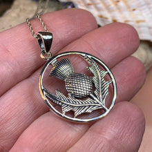 Load image into Gallery viewer, Thistle Necklace, Celtic Jewelry, Scotland Jewelry, Celtic Pendant, Nature Jewelry, Flower Jewelry, Outlander Jewelry, Nature Necklace