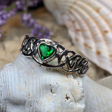 Load image into Gallery viewer, Celtic Knot Ring, Celtic Heart Ring, Promise Ring, Ireland Gift, Emerald Ring, Irish Ring, Anniversary Gift, Boho Ring, Wife Gift, Mom Gift