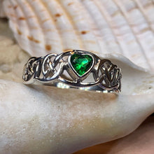 Load image into Gallery viewer, Celtic Knot Ring, Celtic Heart Ring, Promise Ring, Ireland Gift, Emerald Ring, Irish Ring, Anniversary Gift, Boho Ring, Wife Gift, Mom Gift