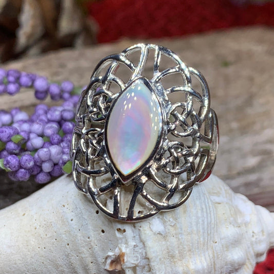 Celtic Knot Ring, Celtic Ring, Boho Statement Ring, Seashell Ring, Irish Ring, Anniversary Gift, Promise Ring, Wife Gift, Mom Gift, Silver