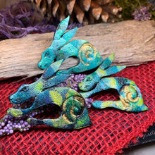 Load image into Gallery viewer, Rabbit Brooch, Hare Lover Gift, Scotland Jewelry, Hare Pin, Scarf Pin, Celtic Pin, Rabbit Jewelry, Celtic Spiral, Sister Gift, Wife Gift