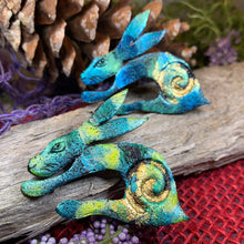 Load image into Gallery viewer, Rabbit Brooch, Hare Lover Gift, Scotland Jewelry, Hare Pin, Scarf Pin, Celtic Pin, Rabbit Jewelry, Celtic Spiral, Sister Gift, Wife Gift