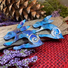 Load image into Gallery viewer, Rabbit Brooch, Hare Lover Gift, Scotland Jewelry, Hare Pin, Scarf Pin, Celtic Pin, Rabbit Jewelry, Celtic Spiral, Sister Gift, Wife Gift