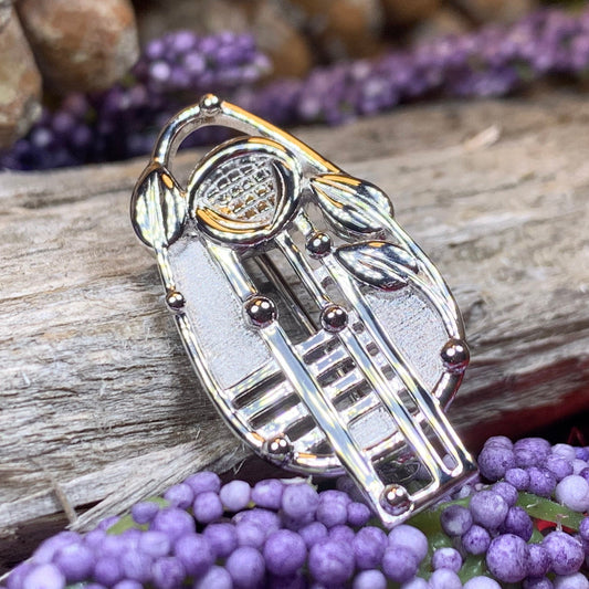 Mackintosh Brooch, Scotland Jewelry, Scottish Pin, Silver Celtic Pin, Scarf Pin, Art Deco Jewelry, Mom Gift, Wife Gift, Graduation Gift