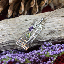 Load image into Gallery viewer, Mackintosh Necklace, Scottish Jewelry, Amethyst Pendant, Celtic Jewelry, Art Deco Pendant, Anniversary Gift, Scotland Necklace, Wife Gift