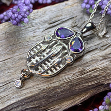 Load image into Gallery viewer, Mackintosh Necklace, Scottish Jewelry, Amethyst Pendant, Celtic Jewelry, Art Deco Pendant, Anniversary Gift, Scotland Necklace, Wife Gift