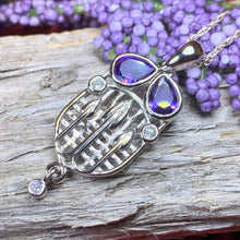 Load image into Gallery viewer, Mackintosh Necklace, Scottish Jewelry, Amethyst Pendant, Celtic Jewelry, Art Deco Pendant, Anniversary Gift, Scotland Necklace, Wife Gift