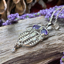 Load image into Gallery viewer, Mackintosh Necklace, Scottish Jewelry, Amethyst Pendant, Celtic Jewelry, Art Deco Pendant, Anniversary Gift, Scotland Necklace, Wife Gift