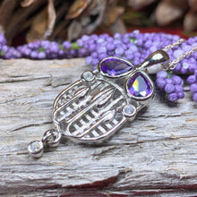 Load image into Gallery viewer, Mackintosh Necklace, Scottish Jewelry, Amethyst Pendant, Celtic Jewelry, Art Deco Pendant, Anniversary Gift, Scotland Necklace, Wife Gift