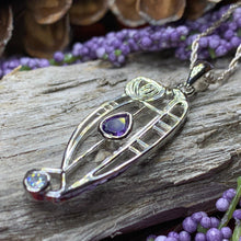 Load image into Gallery viewer, Mackintosh Necklace, Scottish Jewelry, Amethyst Pendant, Celtic Jewelry, Art Deco Pendant, Anniversary Gift, Scotland Necklace, Wife Gift